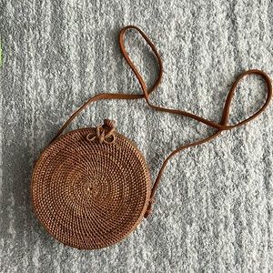 NWOT Amazon Round Rattan Bag